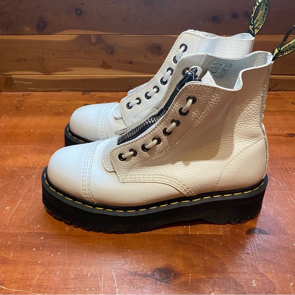 Dr Martens Sinclair White Milled Napa Leather Boots - Picture 2 of 4